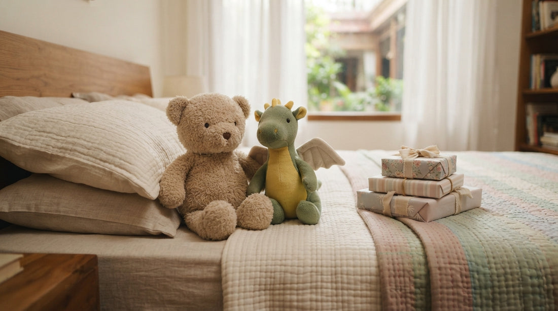 Soft teddy bear and dragon plush toy gift scene in Dhaka, Bangladesh