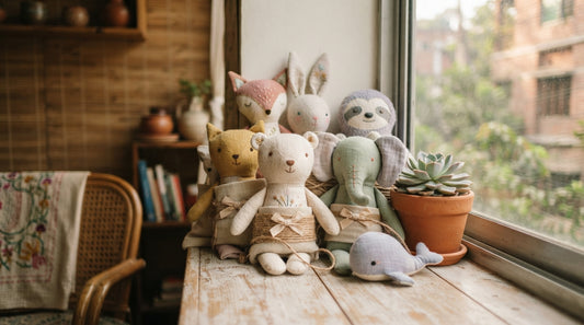 Colorful assortment of ultra-soft plush toys and teddy bears arranged for display, popular gifts in Dhaka, Bangladesh